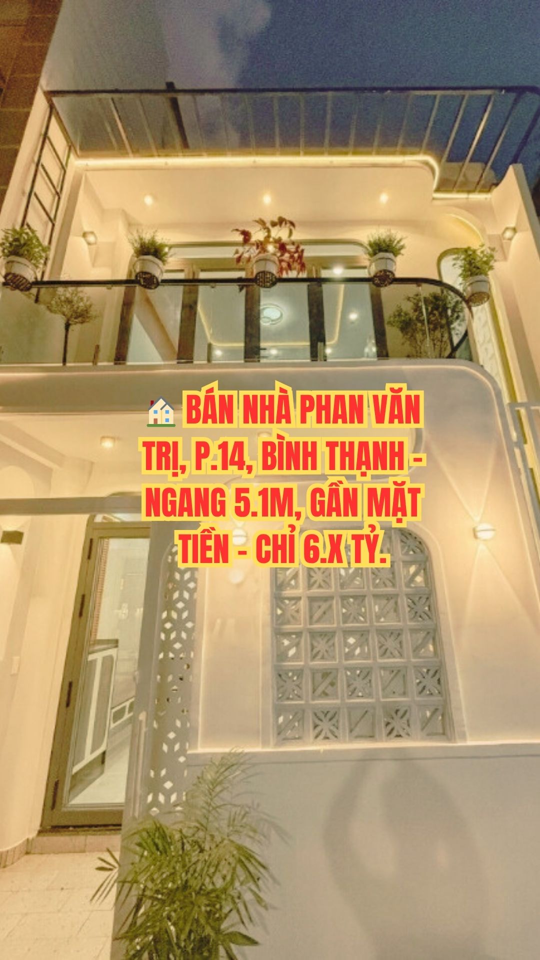 BÁN NHÀ PHAN VĂN TRỊ, P.14, BÌNH THẠNH, NGANG 5.1M, GẦN MẶT TIỀN, CHỈ 6.X TỶ.